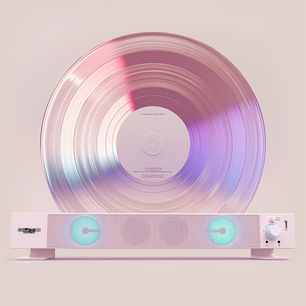 PC고수 라이브 100 RGB 오트밀 핑크 USB PC 사운드 바 2.0 게이밍 스피커 2