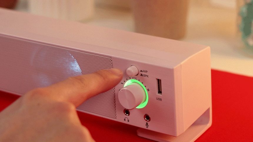 PC고수 라이브 100 RGB 오트밀 핑크 USB PC 사운드 바 2.0 게이밍 스피커 상세 2