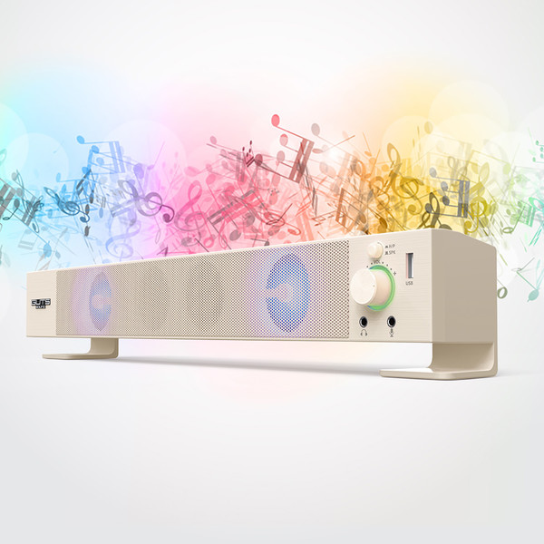 PC고수 라이브 100 RGB 오트밀 핑크 USB PC 사운드 바 2.0 게이밍 스피커 3